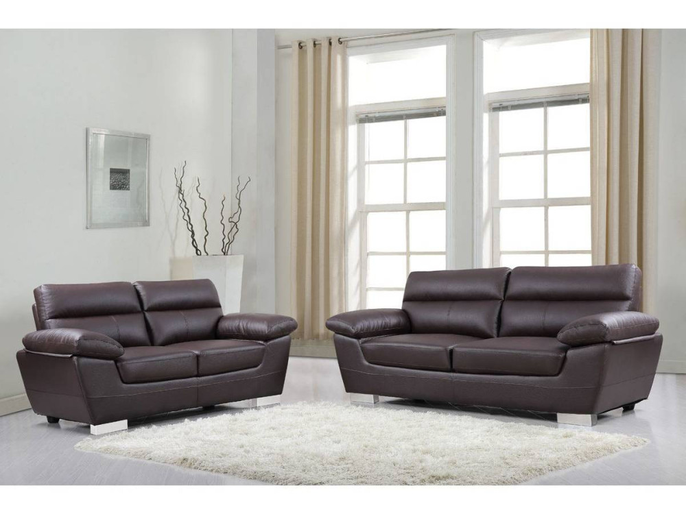 Sofa aus rekonstituiertem Leder/PVC " DALLAS " - 210 x 88 x 90 cm - 3 Sitze - Schokolade