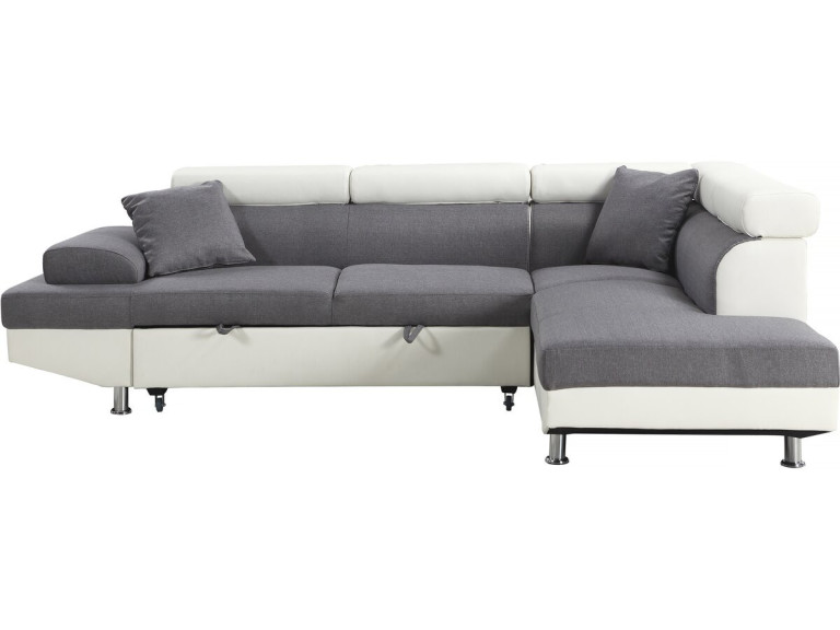 Ecksofa"Sophia luxe" - Weiß / Grau - Rechter Winkel