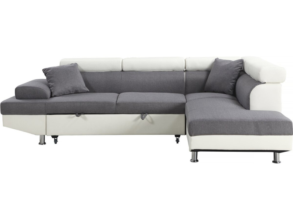 Ecksofa"Sophia luxe" - Weiß / Grau - Rechter Winkel