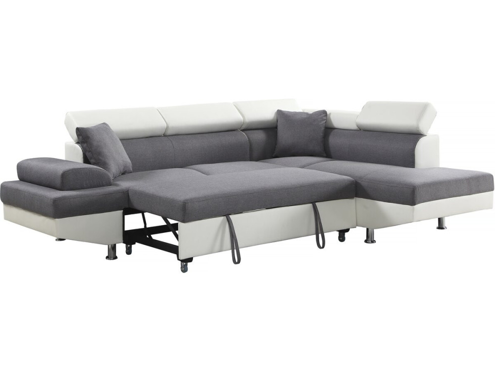 Ecksofa"Sophia luxe" - Weiß / Grau - Rechter Winkel