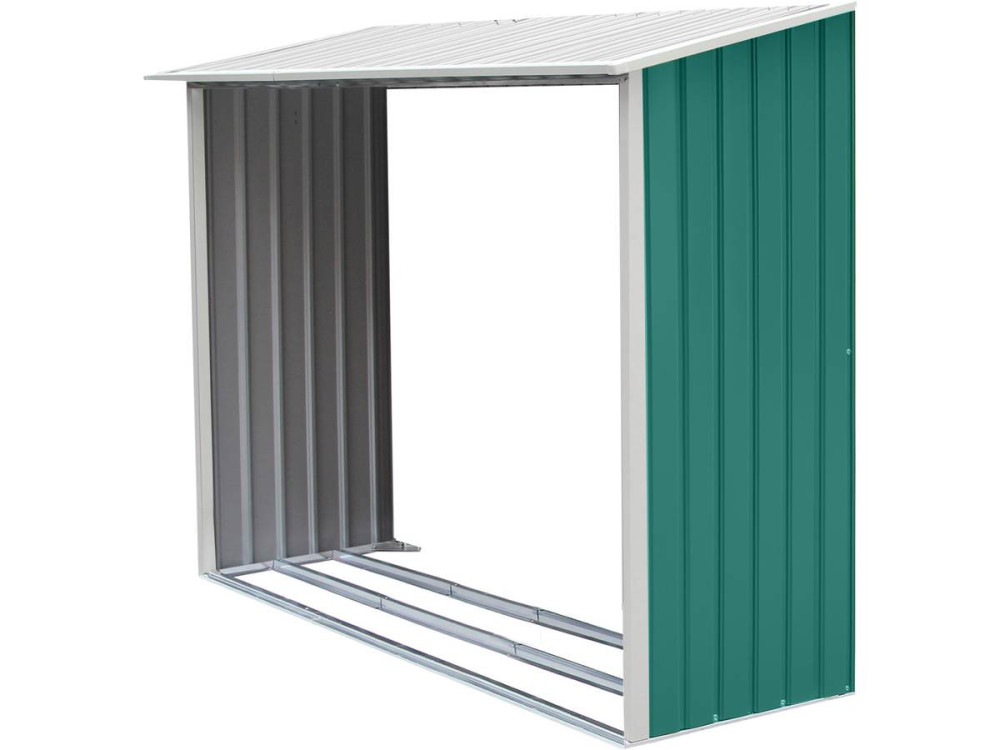 Metall Gerätehaus "Rosas" 7,06 m² mit Holzunterstand