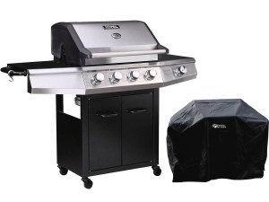 LED Gasgrill "Bingo 5" - 5 Brenner davon 1 seitlich - 15.2kW + Schutzhülle - Schwarz