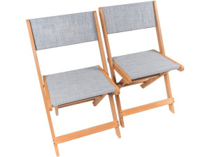 Klappstuhl aus Tropenholz "Seoul" - Maple - Grau - 2er-Set