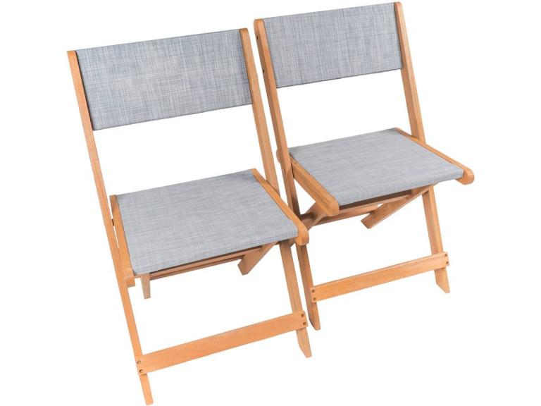 Klappstuhl aus Tropenholz "Seoul" - Maple - Grau - 2er-Set