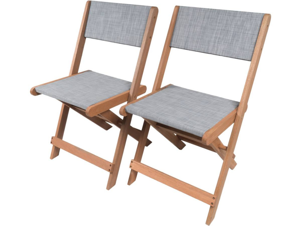 Klappstuhl aus Tropenholz "Seoul" - Maple - Grau - 2er-Set