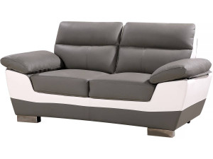 Festes Sofa aus rekonstituiertem Leder und PVC " Dallas" - 169 x 88 x 90 cm - 2 Sitze - Grau/Weiß