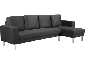 Ecksofa reversibel aus Stoff "Rio" - 5-Sitzer - Schwarz