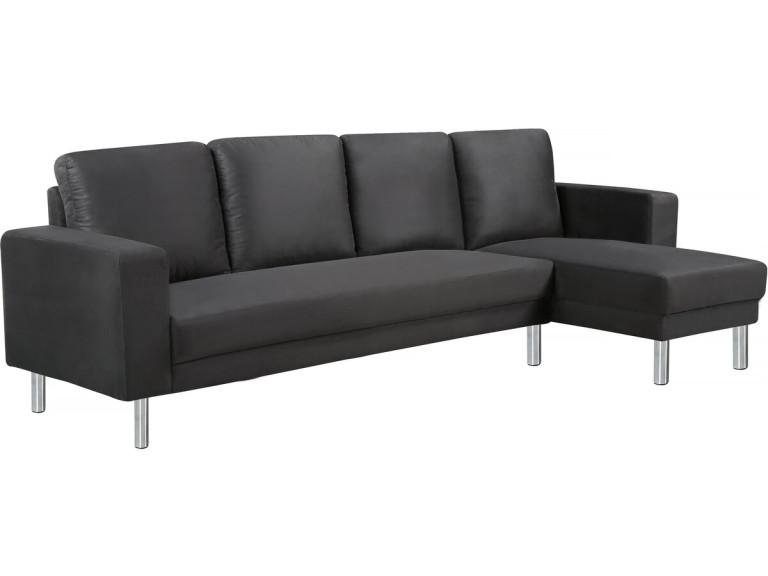 Ecksofa reversibel aus Stoff "Rio" - 5-Sitzer - Schwarz