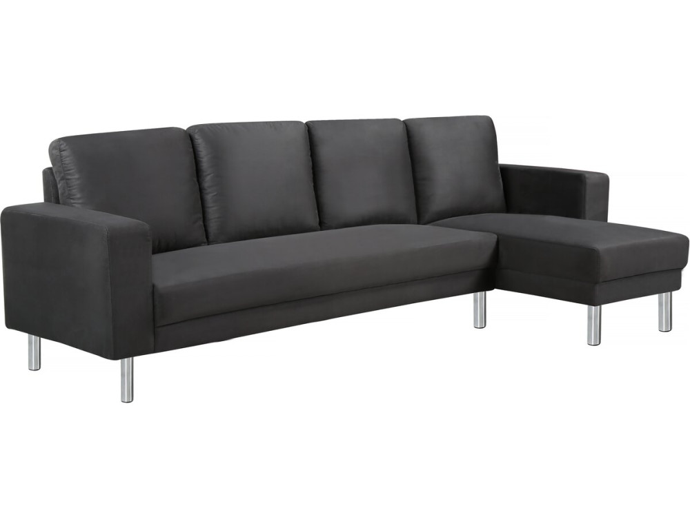 Ecksofa reversibel aus Stoff "Rio" - 5-Sitzer - Schwarz