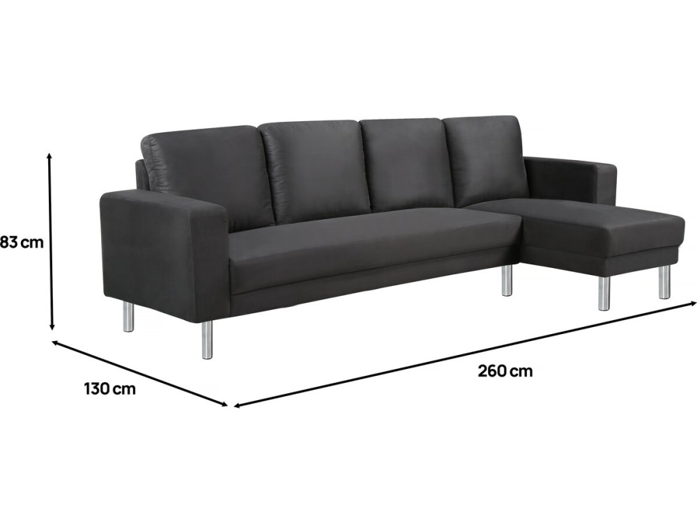 Ecksofa reversibel aus Stoff "Rio" - 5-Sitzer - Schwarz