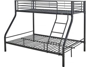 Etagenbett aus Metall "Leo" einschließlich Lattenrosten  - 90/140 x 190 cm - Schwarz