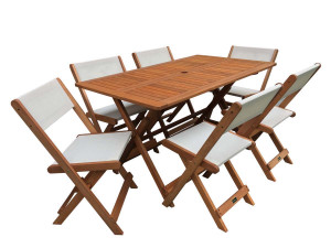 Gartenlounge Essgruppe "Séoul" - 1 Tisch + 6 Stühle - Maple - Beige