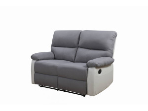 Relax-Sofa "Lincoln" - 147 x 89 x 103 cm - 2-Sitzer - Weiß / Hellgrau