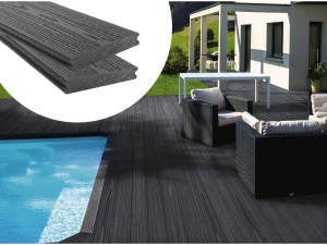 Terrassendielen 3er-Set aus coextrudiertem Verbundstoff - Länge: 2,4 m - 1 m² grau