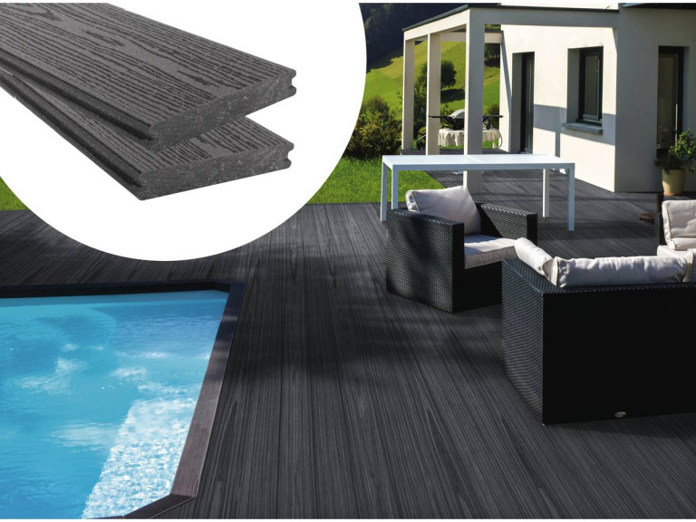 Terrassendielen 3er-Set aus coextrudiertem Verbundstoff - Länge: 2,4 m - 1 m² grau