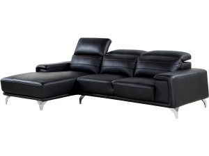 Ecksofa aus rekonstituiertem Leder und PVC "Leicester" - 4 Personen - Schwarz - Ecke links