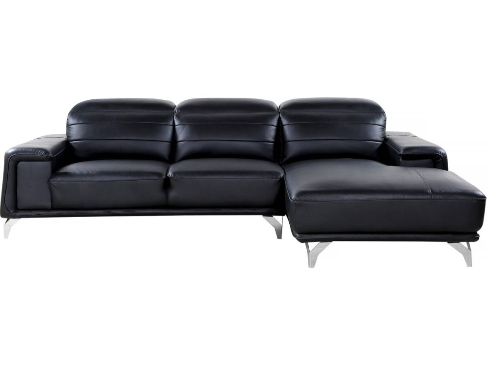 Ecksofa aus rekonstituiertem Leder und PVC "Leicester" - 4 Personen - Schwarz - Ecke links