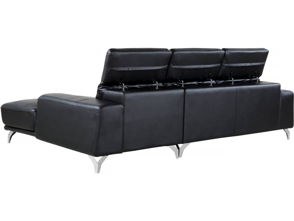 Ecksofa aus rekonstituiertem Leder und PVC "Leicester" - 4 Personen - Schwarz - Ecke links