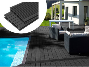 Set 5 m² - Terrassendielen aus Hohlkammer-Verbundstoff - Dunkelgrau