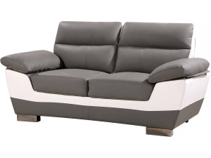 Sofa aus rekonstituiertem Leder und PVC "Dallas" - 169 x 88 x 90 cm - 2-Sitzer - Weiß / Grau