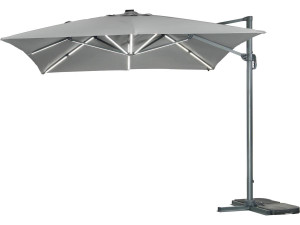 Ampelschirm aus Alu mit LED "Sun 3 Luxe", 3 x 3 m - Grau