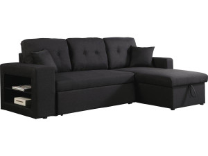 Ecksofa reversibel mit Schlaffunktion "Axel" - 3-Sitzer - Schwarz