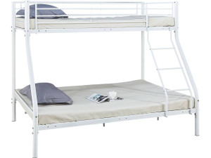 Etagenbett aus Metall "Leo" einschließlich Lattenrosten  - 90/140 x 190 cm - Weiß