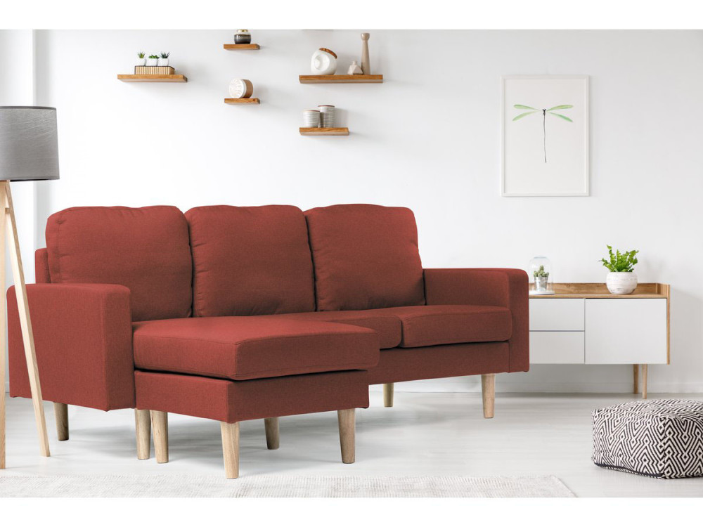 Umkehrbares Ecksofa aus rotem Stoff "Gabby"- 3-Sitzer-Sofa