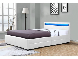 LED-Bett "Nico" mit 4 Schubladen - 140 × 190 cm - Weiß 2