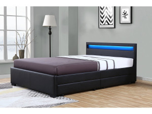 LED-Bett "Nico" mit 4 Schubladen - 140 × 190 cm - Schwarz 2