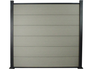 Kit Zaun 1.6m aus Verbundstoff und Aluminium - Befestigungskit inbegriffen - Grau