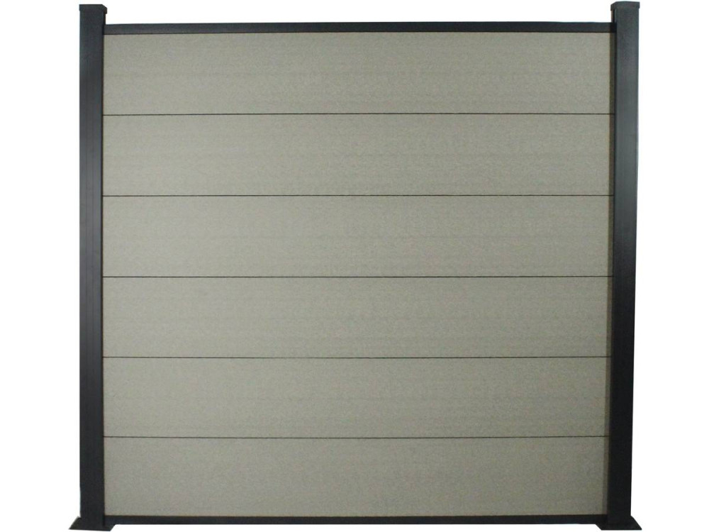 Kit Zaun 1.6m aus Verbundstoff und Aluminium - Befestigungskit inbegriffen - Grau