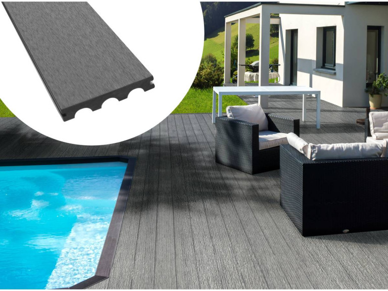 Set 10 m² - Terrassendielen aus Vollverbundstoff - Grau