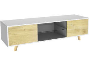 TV-Möbel LED "Inna" - 140 x 42 x 45 cm - Weiß/Eiche