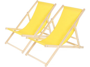 Set aus zwei hölzernen Liegestühlen "Chilienne" - 107 x 56,5 x 81 cm - Gelb