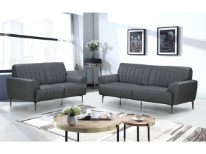 Sofa aus rekonstituiertem Leder "Bosley" - 162 x 89 x 85 cm - 2-Sitze - Grau 2