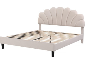 Muschelbett aus Samt "Manon" - Beige - 160 x 200 cm