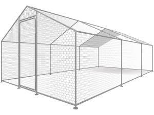 Hühnergehege 18 m² mit Maschendrahtzaun 6 x 3 x 2 m aus verzinktem Stahl