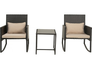 Gartenlounge Schaukelstühle aus Polyrattan "Garden" - Schwarz