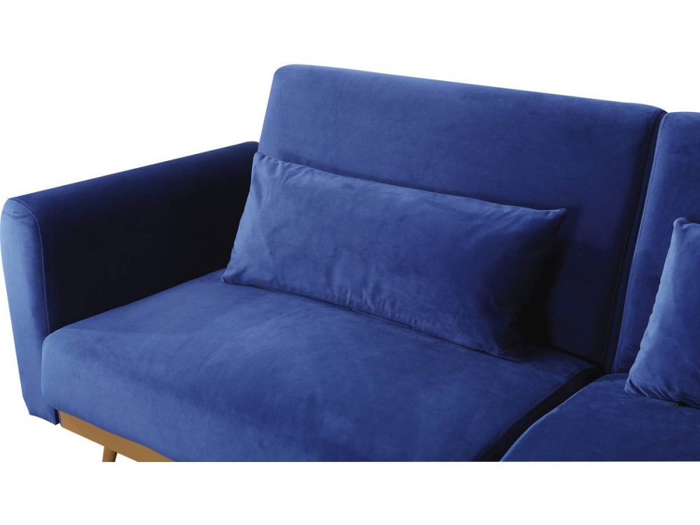 Bettsofa mit Schlaffunktion aus dunkelblauem Samt "Donia" - 203 x 81 x 83 cm - 3-Sitzer-Sofa