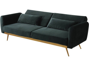 Bettsofa mit Schlaffunktion aus dunkelgrünem Samt "Donia" - 203 x 81 x 83 cm - 3-Sitzer-Sofa