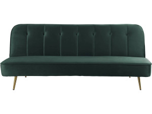 Bettsofa mit Schlaffunktion aus dunkelgrünem Samt "James" - 180 x 83 x 75 cm -3-Sitzer-Sofa