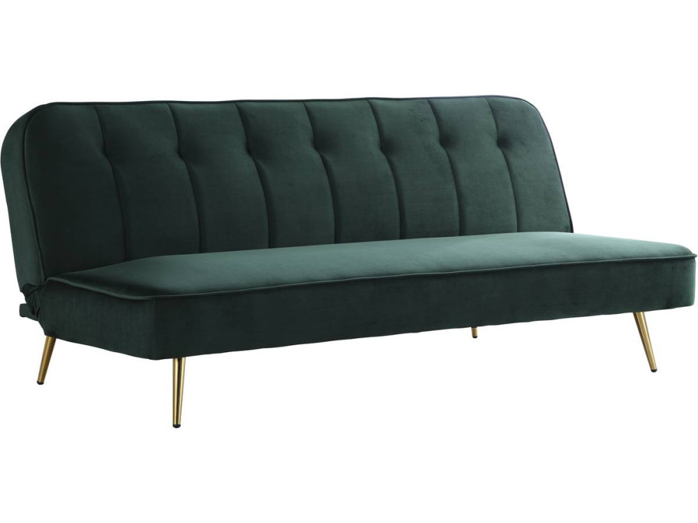 Bettsofa mit Schlaffunktion aus dunkelgrünem Samt "James" - 180 x 83 x 75 cm -3-Sitzer-Sofa