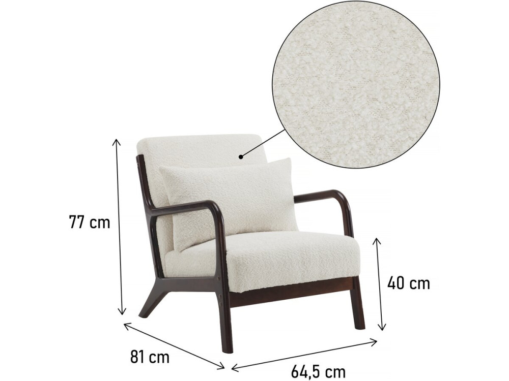 Boucle-Sessel im skandinavischen Stil aus Holz Clinton“  - Weiß