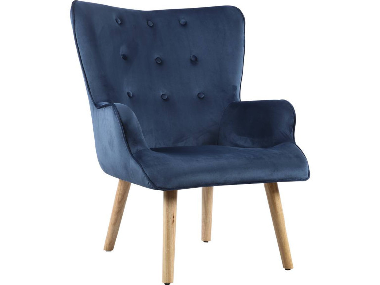 Samtsessel im skandinavischen Stil "Odense" - 73 x 81 x 92,5 cm - 1 Sitz - Blau