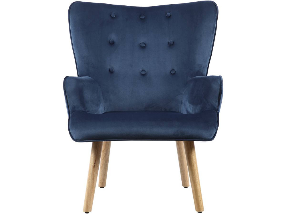 Samtsessel im skandinavischen Stil "Odense" - 73 x 81 x 92,5 cm - 1 Sitz - Blau