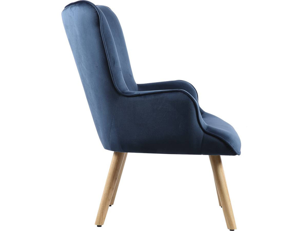 Samtsessel im skandinavischen Stil "Odense" - 73 x 81 x 92,5 cm - 1 Sitz - Blau