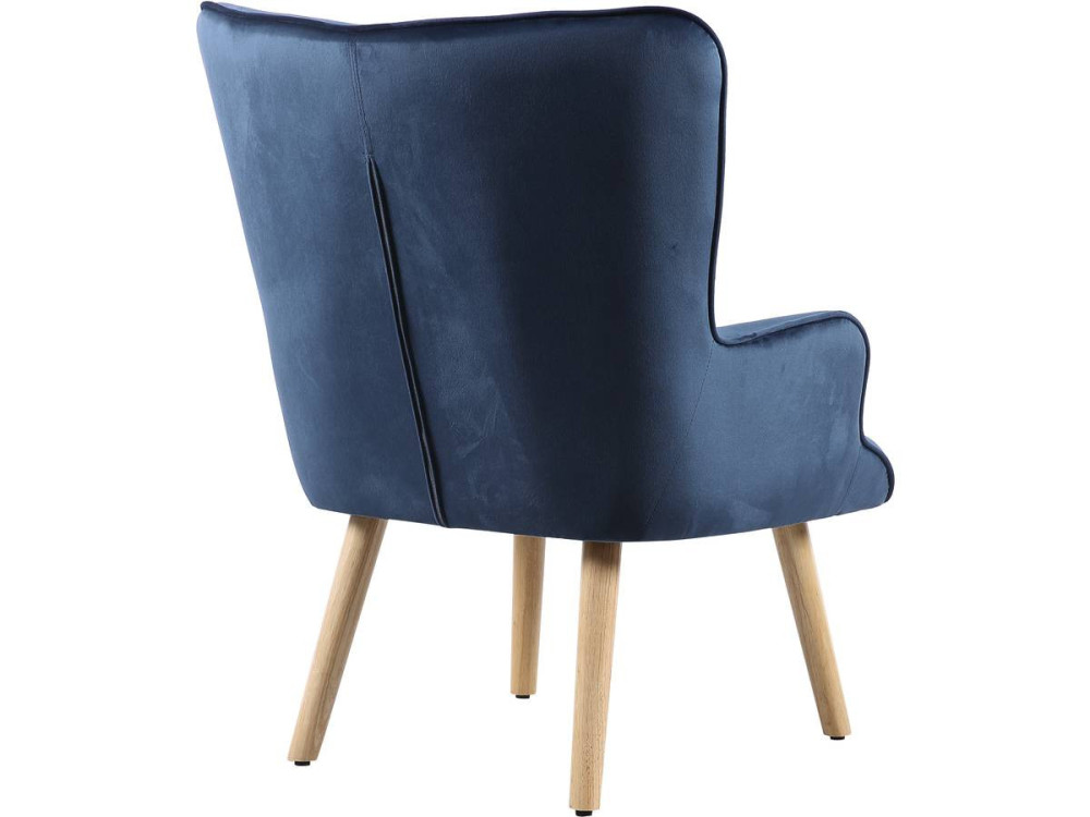 Samtsessel im skandinavischen Stil "Odense" - 73 x 81 x 92,5 cm - 1 Sitz - Blau