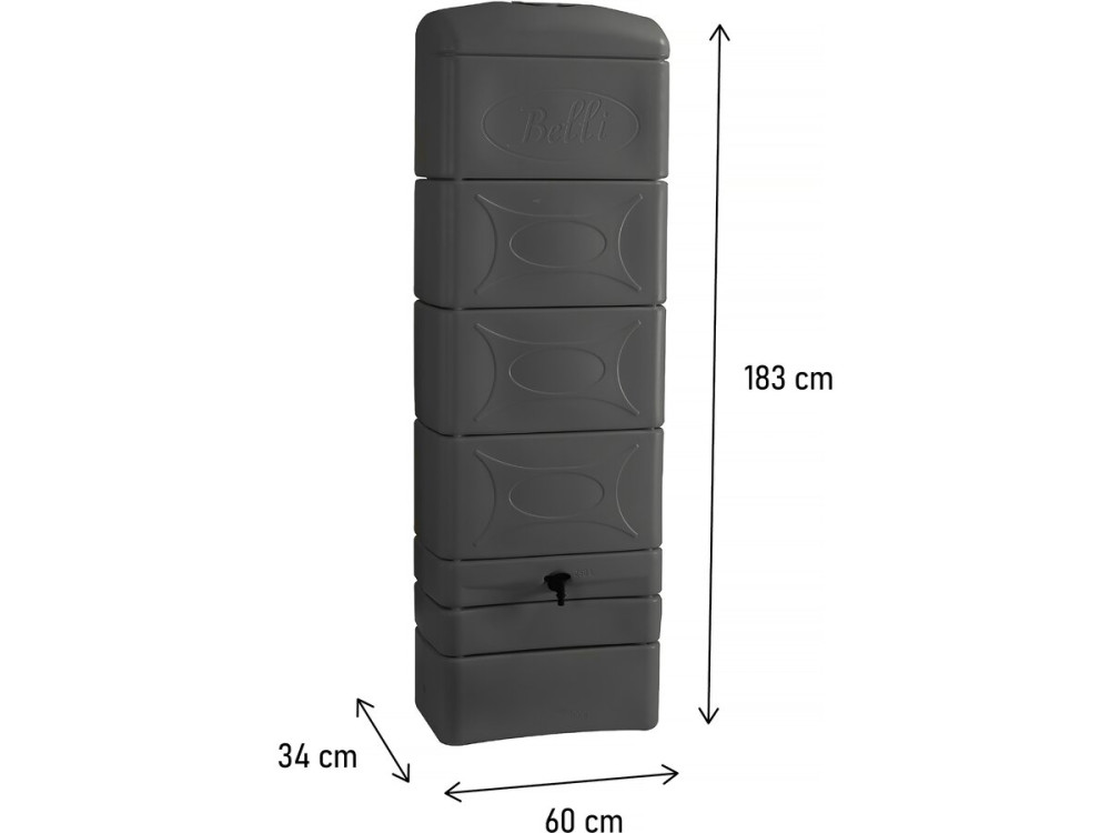 Regenwassersammler für Wand 300 l mit Dachrinnenanschluss-Set "Malang"  - Grau