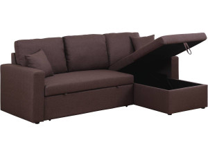 Umkehrbares Ecksofa mit Stauraum und Schlaffunktion "Alain" - 3-Sitzer - Braun
